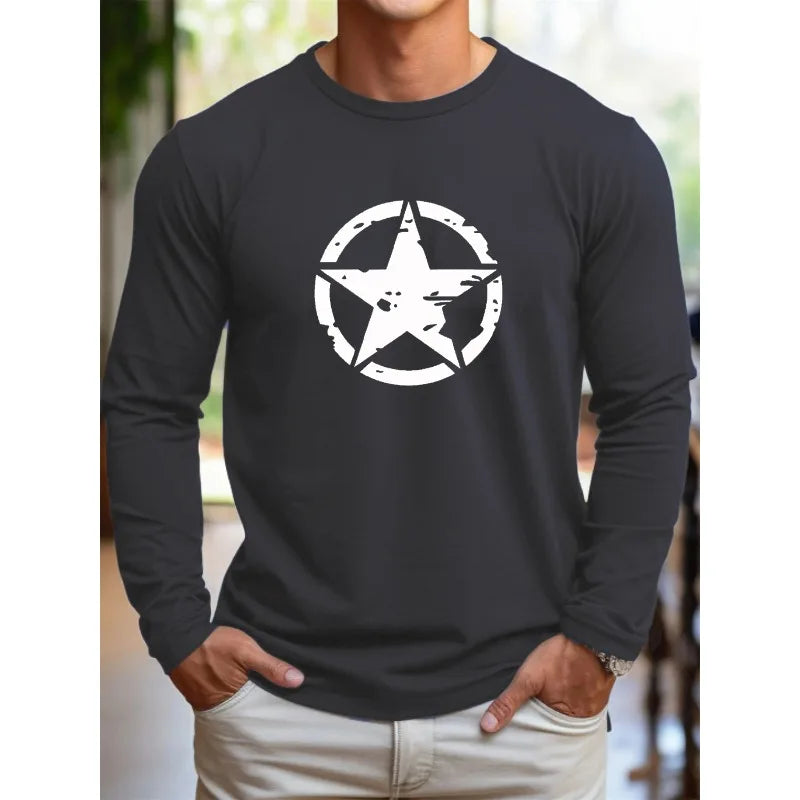 T-Shirt Unisexe Imprimé Étoile – Manches Longues Casual Été