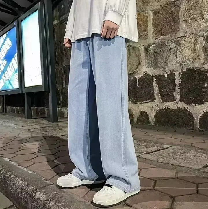 Jean Homme Large Streetwear Style Coréen Wide Leg