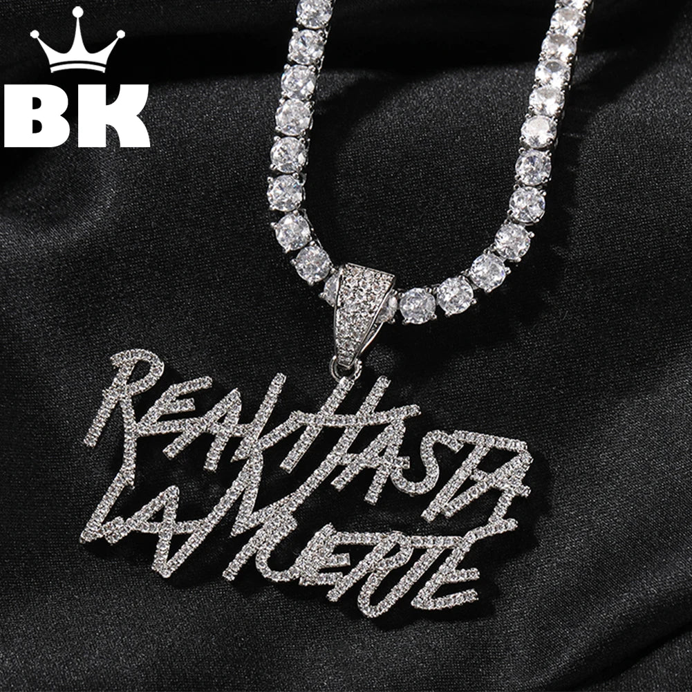Pendentif Hasta La Muerte - Style Anuel AA Hip Hop Glacé