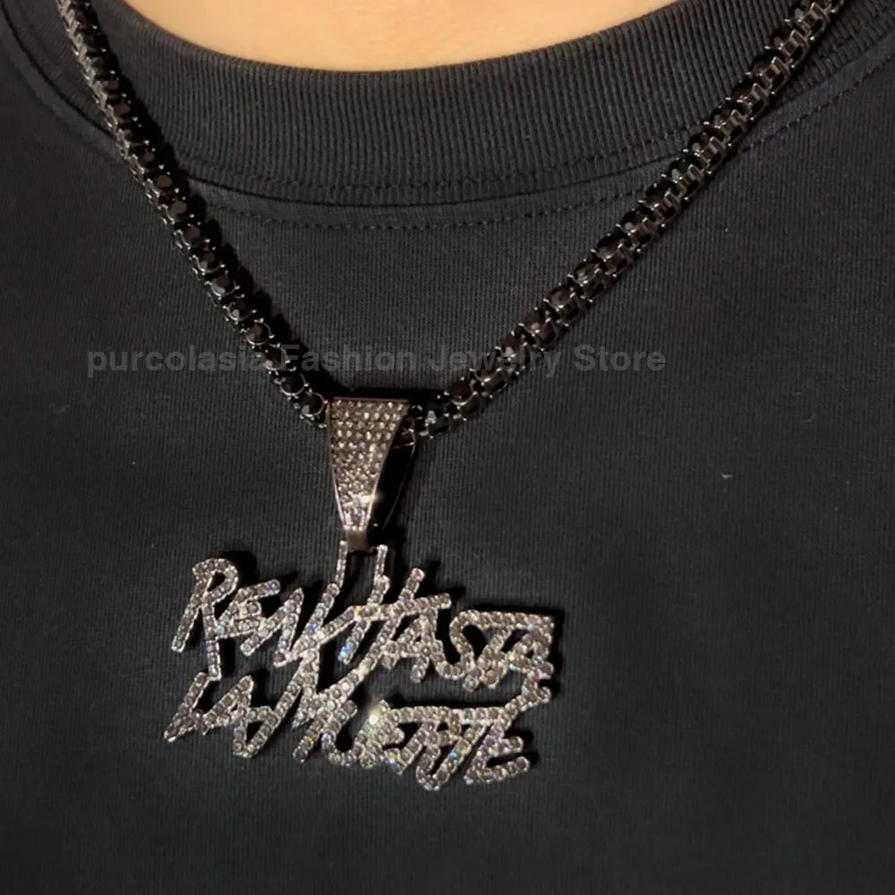 Collier Realhasta Noir Iced Out - Collier Tennis Hip Hop