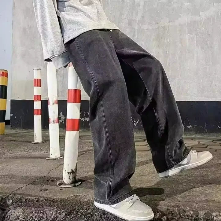 Jean Homme Large Streetwear Style Coréen Wide Leg