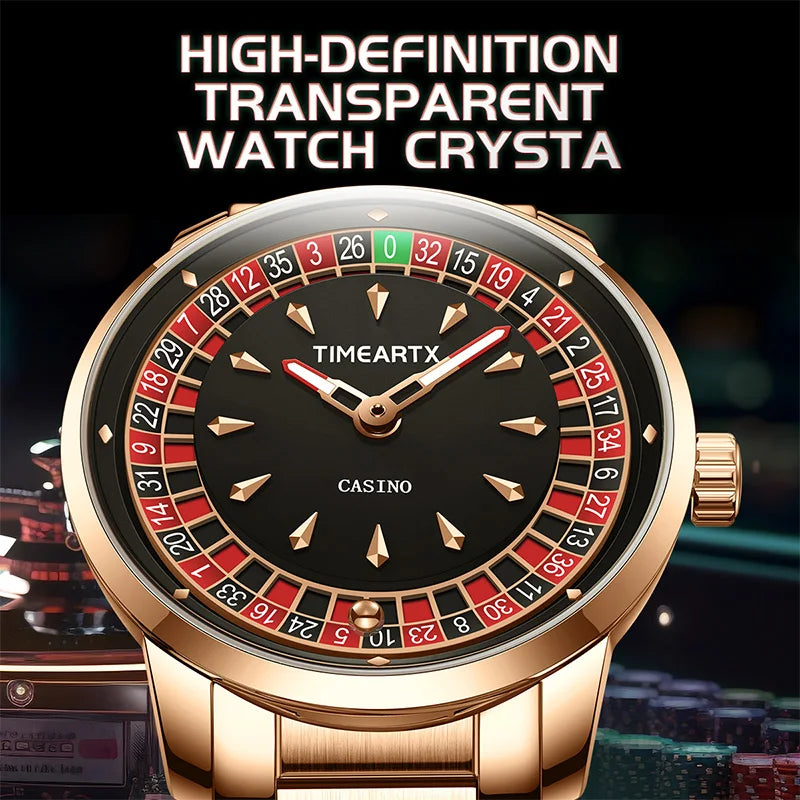 Rouletto™ Prestige  Montre Homme Quartz Design Casino en Acier