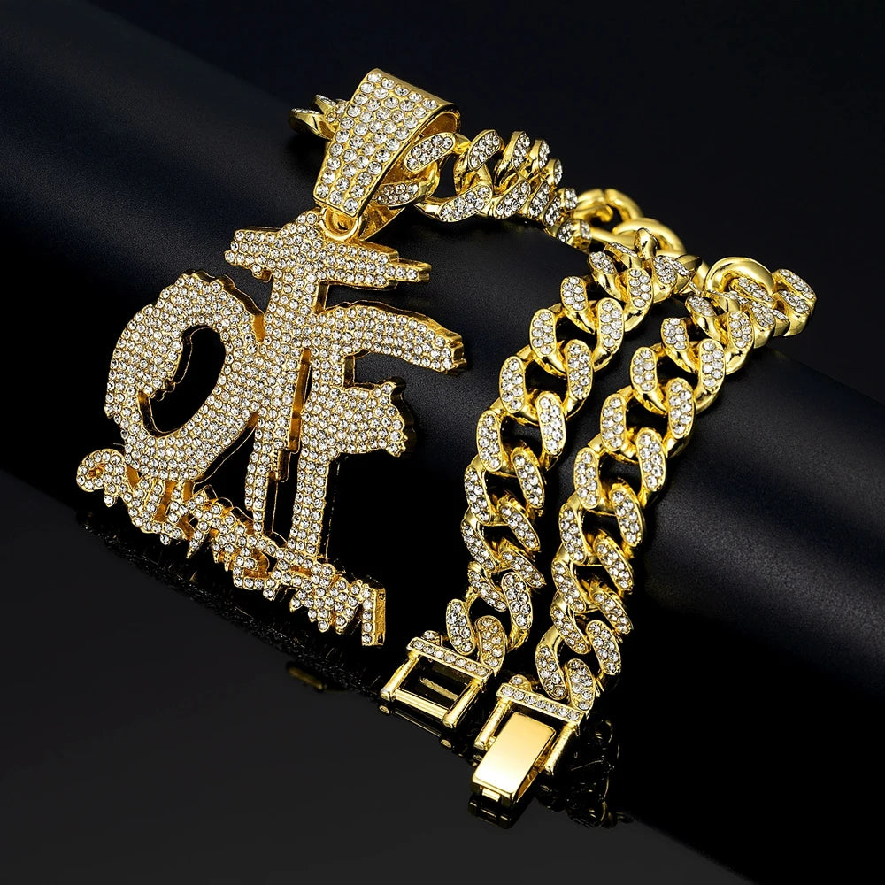 Collier OTF Lettres - Pendentif Chaîne Cubaine Hip Hop