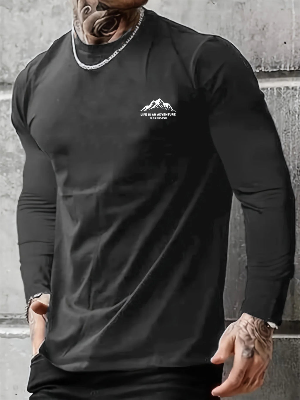 T-Shirt Homme Manches Longues Mountain – 100 % Coton & Style Outdoor