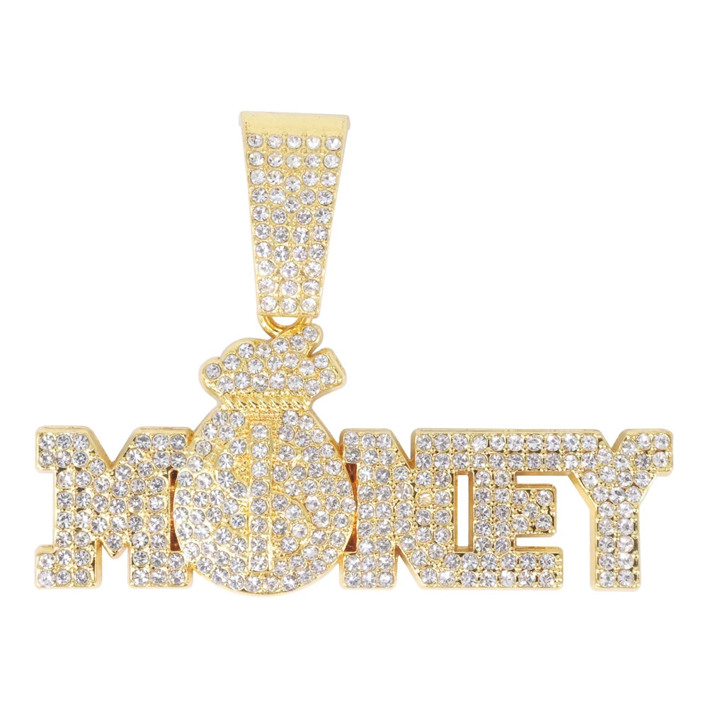 Collier Money Bag Iced Out - Collier Hip Hop Cubain