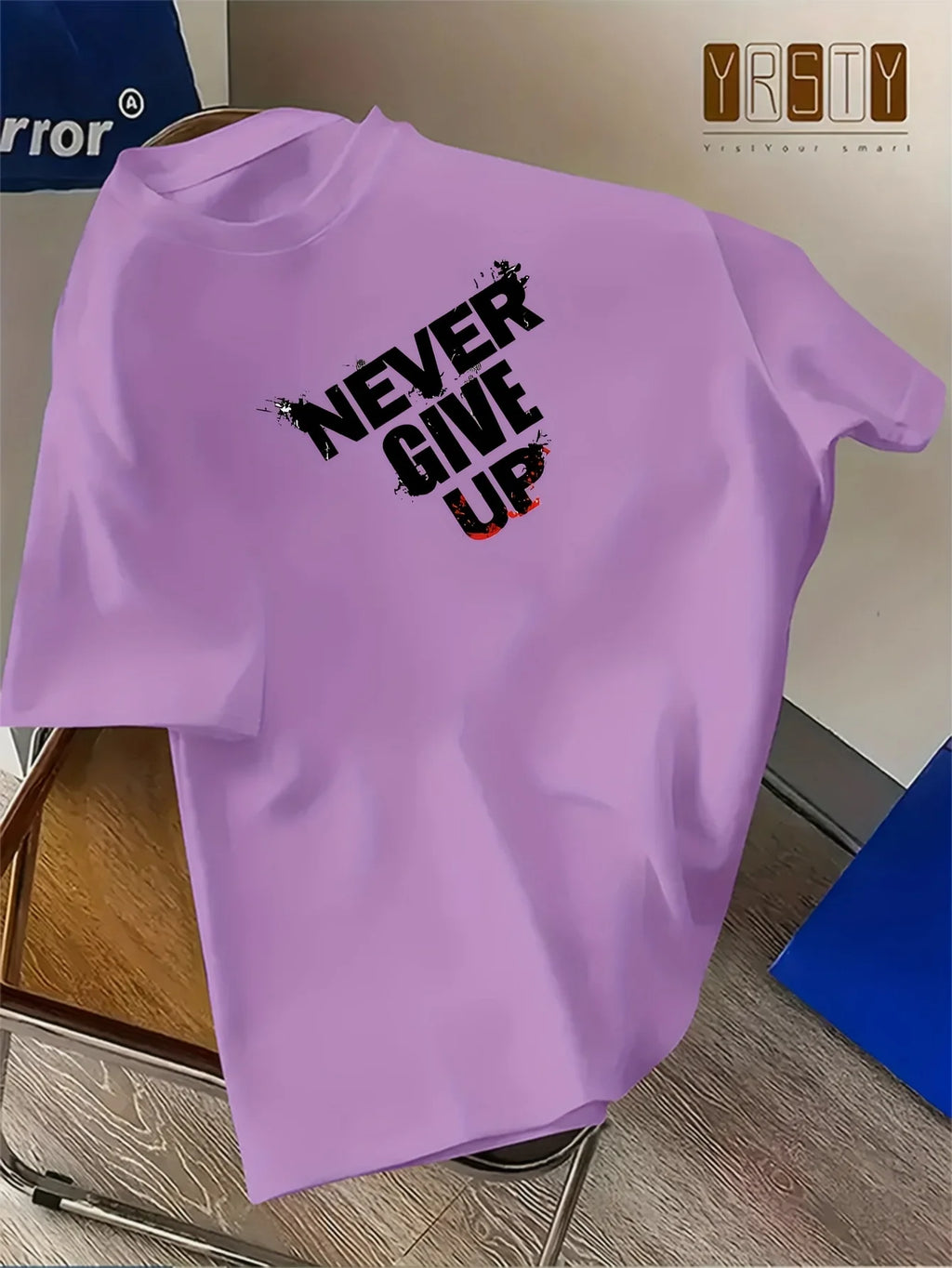 T-Shirt Homme “Never Give Up” – 100 % Coton Loose & Casual Été