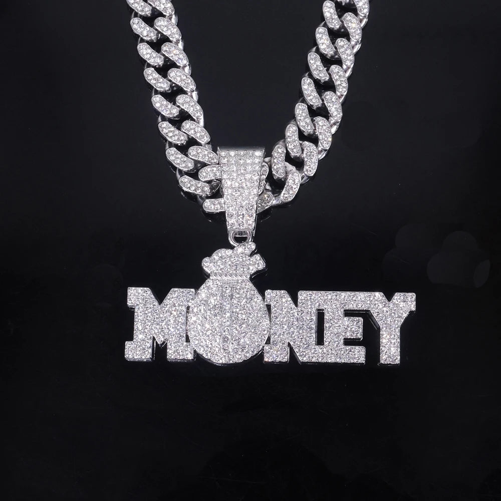 Collier Money Bag Iced Out - Collier Hip Hop Cubain