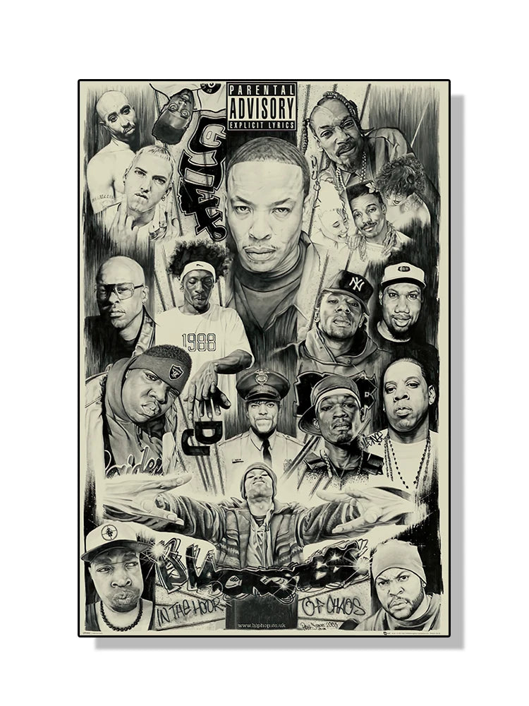 Toile Rappeurs Légendes Old School - Décoration Murale Hip Hop